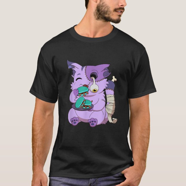 Kawaii Cat Funny Anime Pastel Goth Halloween Men W T-Shirt (Front)