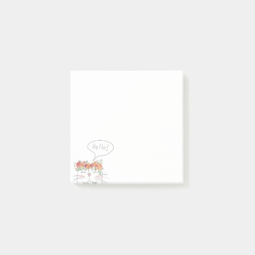 Kawaii Cat  Funny Girly Hello Post_it Notes