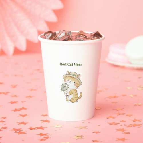 Kawaii Cat Gardener Rose Bouquet Paper Cup