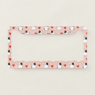 Kawaii Cat & Hearts Valentine Pattern (1) License Plate Frame