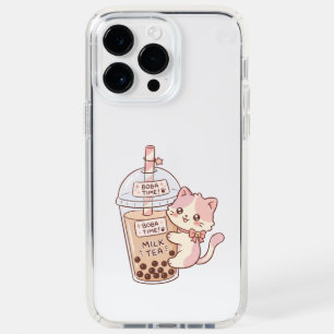 Kawaii Cat Hugging Bubble Milk Tea Cute Boba Tea Speck iPhone 14 Pro Max Case
