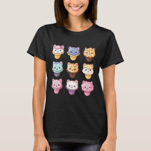 Kawaii Cat Ice Cream Sweets Food Lover  T-Shirt