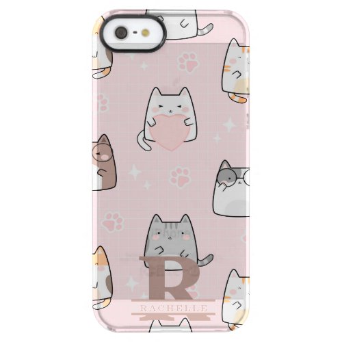 Kawaii Cat in a Pink Background Clear iPhone SE55s Case