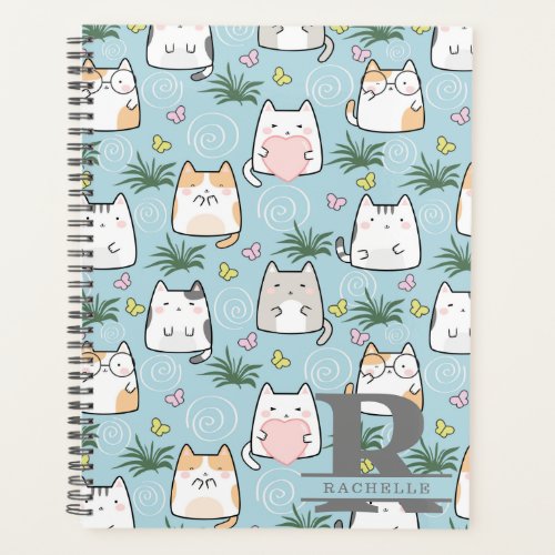 Kawaii Cat in a Sky Blue Background Planner