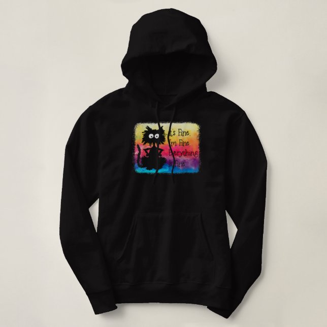 Kawaii cat Japanese black anime cat Cute T-Shirt Hoodie (Design Front)