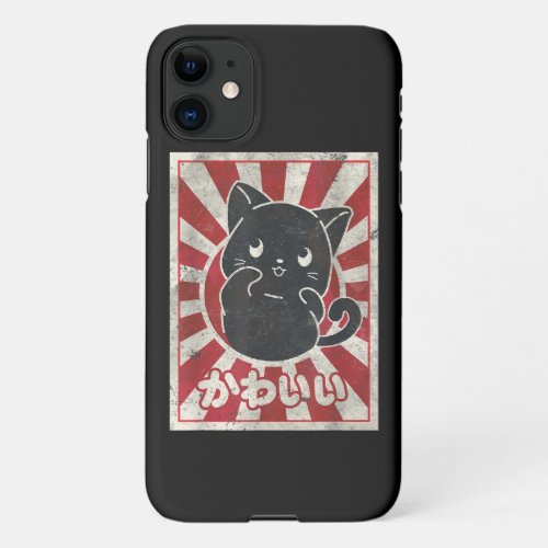 Kawaii Cat Japanese Black Anime Cat Lover iPhone 11 Case