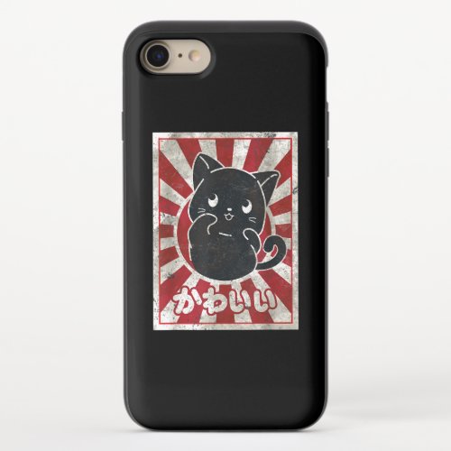 Kawaii Cat Japanese Black Anime Cat Lover iPhone 87 Slider Case