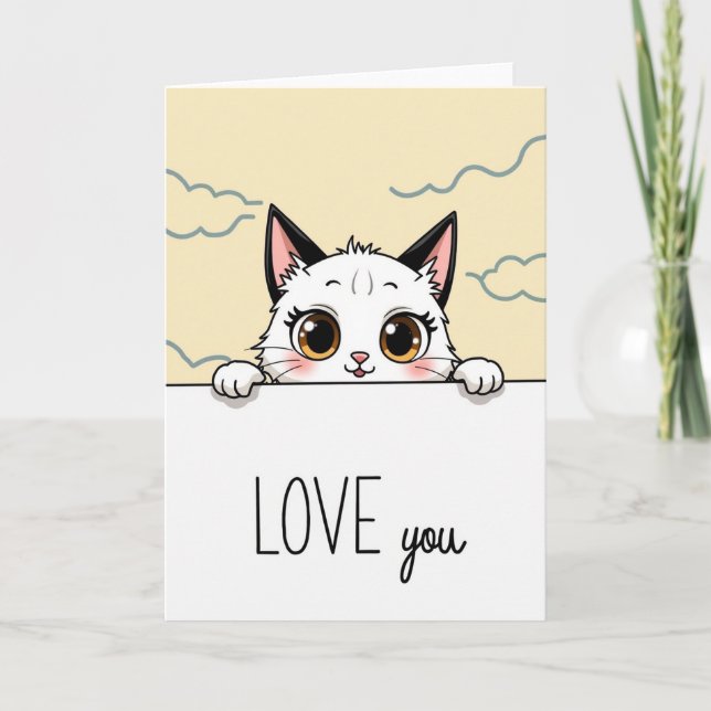 Kawaii Cat Love You Card (Front)