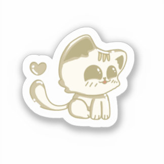 Kawaii Cat Lover Gift | Cute Chibi Kitten with ❤️ Sticker
