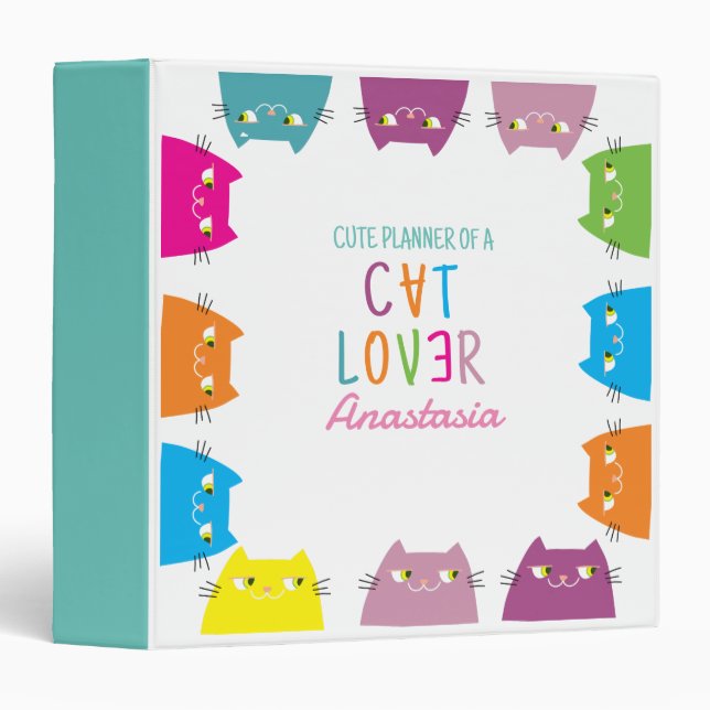 Kawaii Cat Lover Planner 3 Ring Binder (Front/Spine)