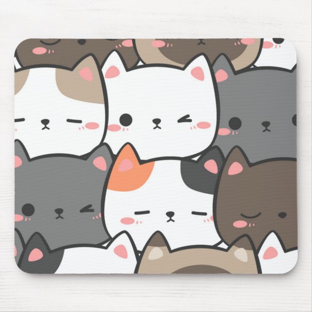 Kawaii Cat Mouse Pad – Cute Desk Decor (Front)