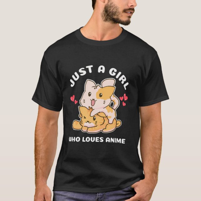 Kawaii Cat Neko Anime T-Shirt (Front)