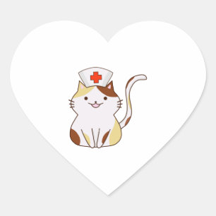 Kawaii Cat Nurse Heart Sticker