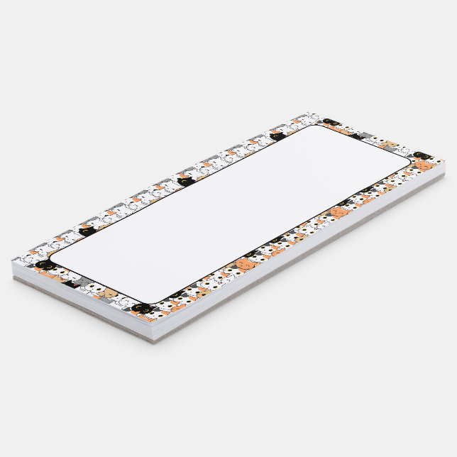 Kawaii Cat Pattern Magnetic Notepad (Angled)