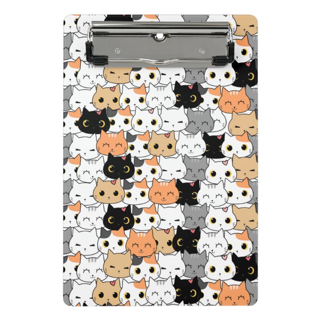 Kawaii Cat Pattern Mini Clipboard (Front)
