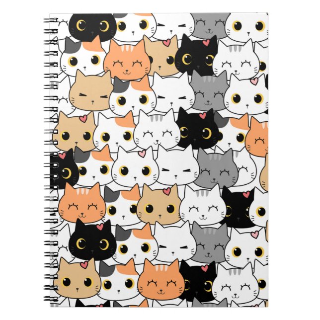 Kawaii Cat Pattern Notebook (Front)