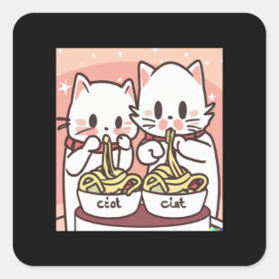 Kawaii Cat Pho Soup Noodle Asian Food Lover Gift Square Sticker