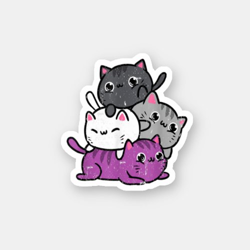 Kawaii Cat Pile Ace Pride Vintage  Sticker