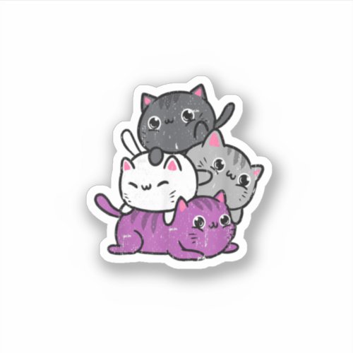 Kawaii Cat Pile Ace Pride Vintage  Sticker