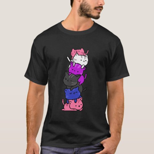 Kawaii Cat Pile Genderfluid Pride T_Shirt