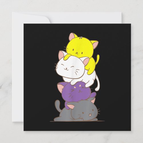 Kawaii Cat Pile LGBTQ Non Binary Pride Thank You Card