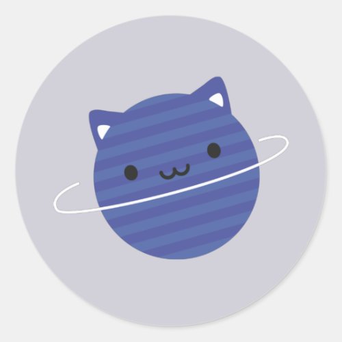 Kawaii Cat Planet in Space Classic Round Sticker
