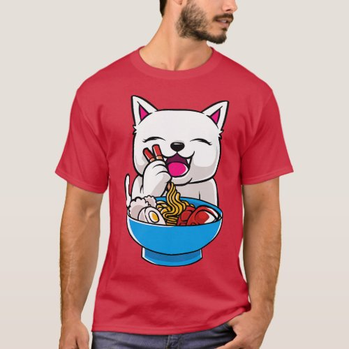 Kawaii Cat Ramen Bowl Funny  Noodles Kitty T_Shirt
