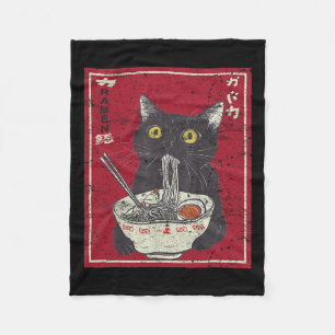 Kawaii Cat Ramen Japanese Food Funny Anime Girls T Fleece Blanket