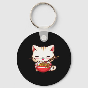Kawaii Cat Ramen Love Japanese Food Funny Anime Gi Keychain