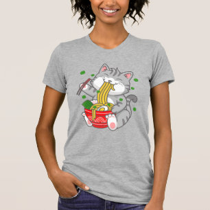 Kawaii Cat Ramen Noodle Funny Pet Cat T-Shirt