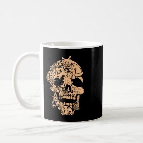 Kawaii Cat Skull Skeleton Spooky Creepy Horror Hal Coffee Mug