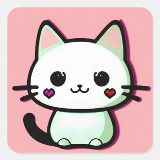 Kawaii Cat Square Sticker