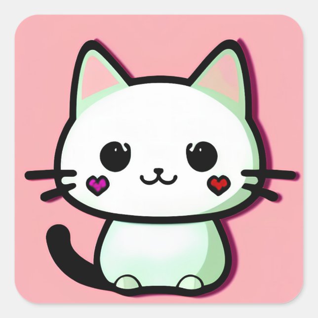 Kawaii Cat  Square Sticker (Front)