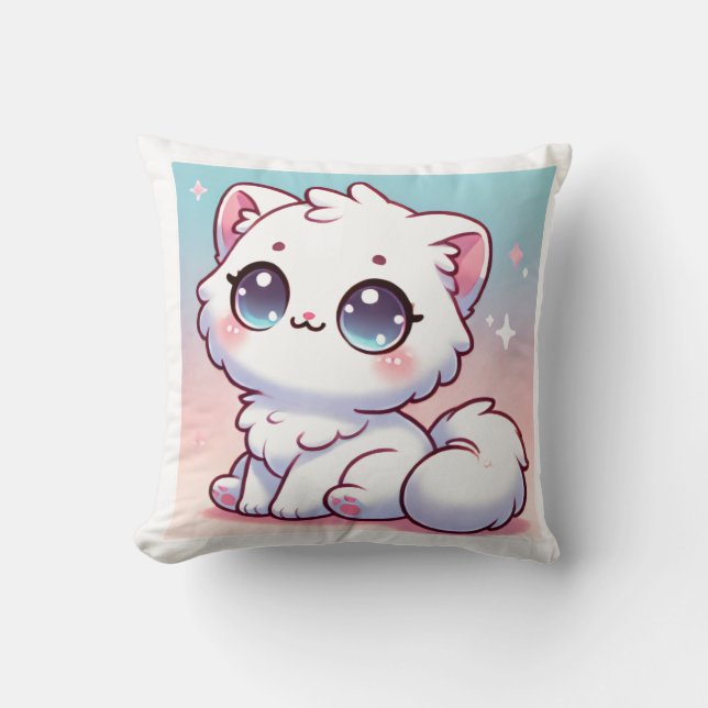  Kawaii Cat Throw Pillow (Front)