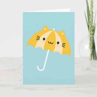 Kawaii Cat Umbrella Card