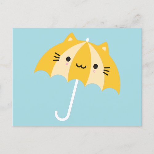 Kawaii Cat Umbrella Postcard