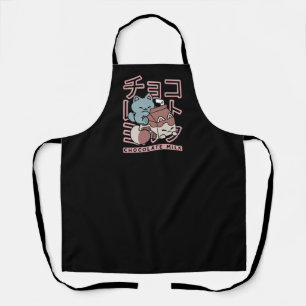 Kawaii Cat with Chocolate Milk – Japanese Pop Art Apron