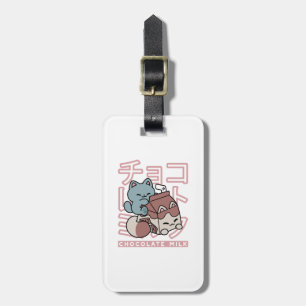 Kawaii Cat with Chocolate Milk – Japanese Pop Art Luggage Tag
