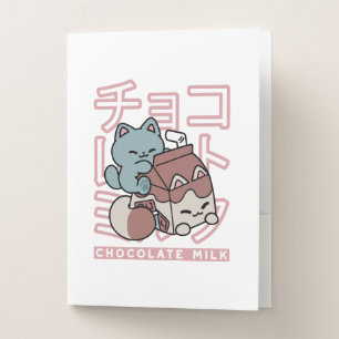 Kawaii Cat with Chocolate Milk – Japanese Pop Art Pocket Folder