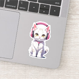 Kawaii Cat with Headphones Sticker