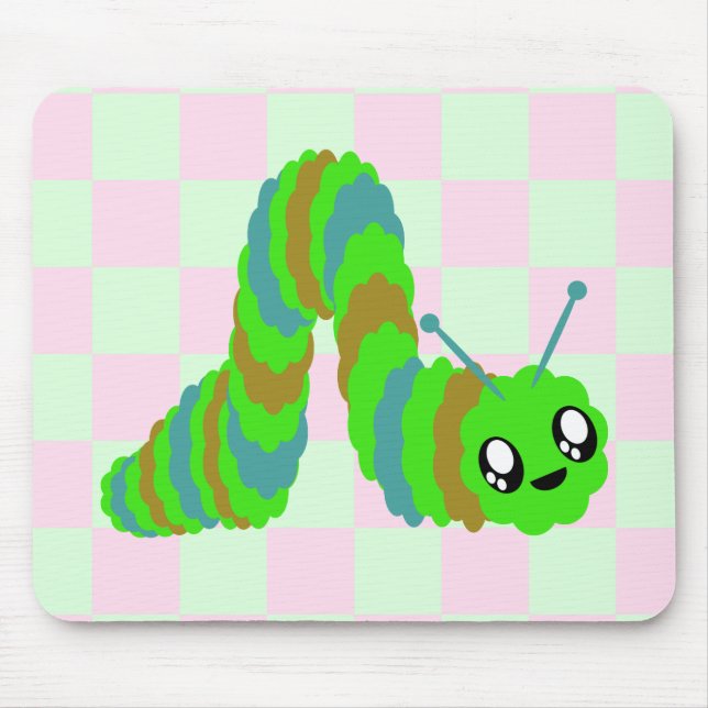 KAWAII CATERPILLAR FUZZY FRIEND MOUSE PAD (Front)