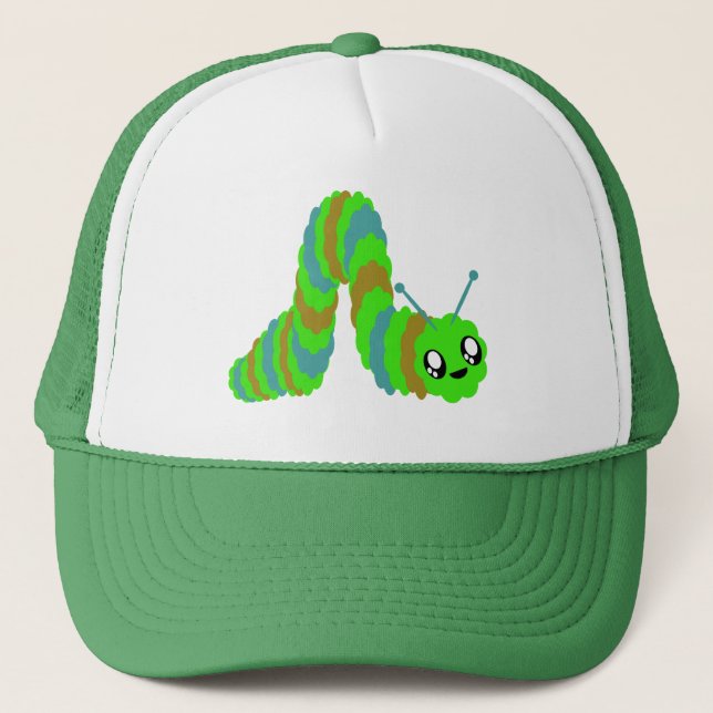 KAWAII CATERPILLAR FUZZY FRIEND TRUCKER HAT (Front)