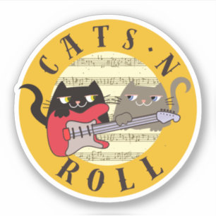Kawaii Cats and Rock Music Sticker