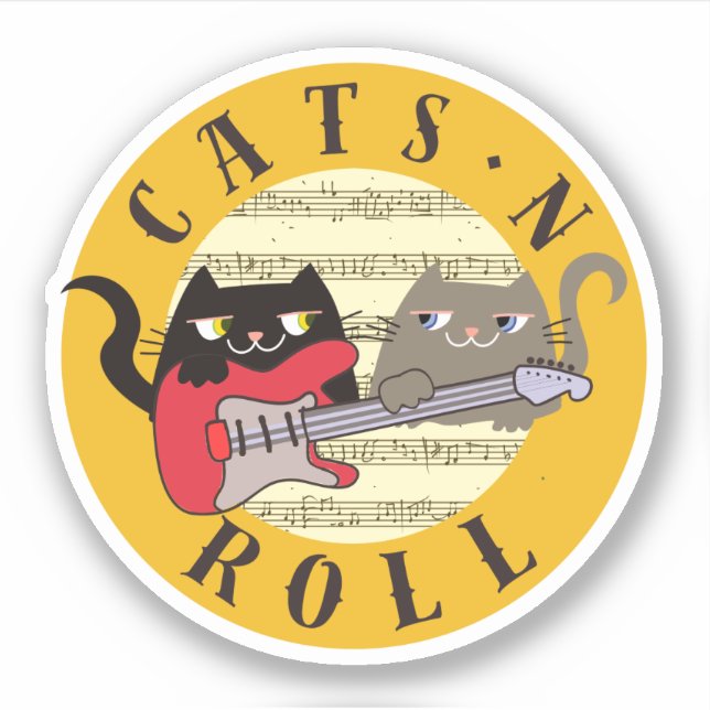Kawaii Cats and Rock Music Sticker (Front)