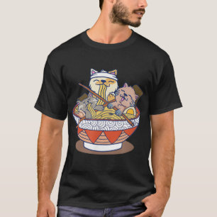 Kawaii Cats Anime Japanese Ramen Noodles T-Shirt