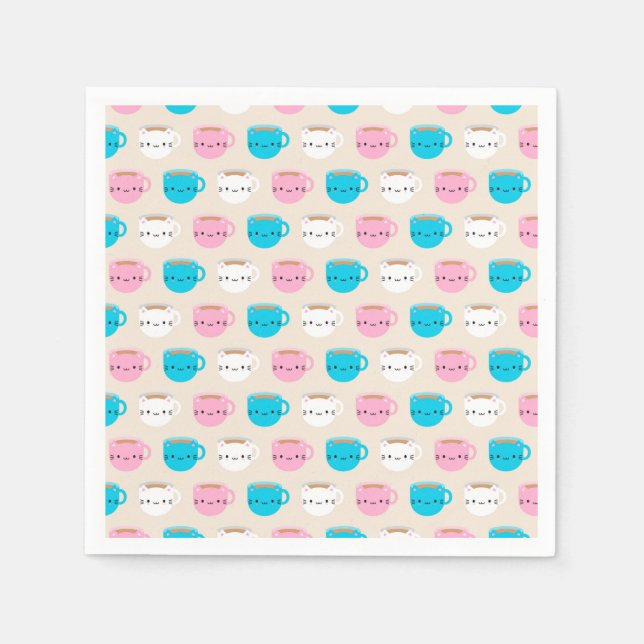 Kawaii Cats Cup of Tea Napkins (Front)