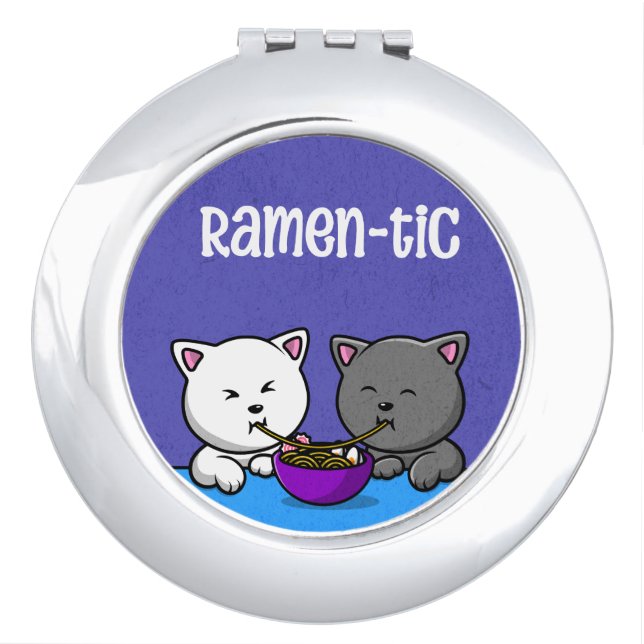 Kawaii Cats eating Ramen Compact Mirror (Front)