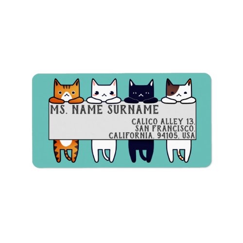 kawaii cats hanging label