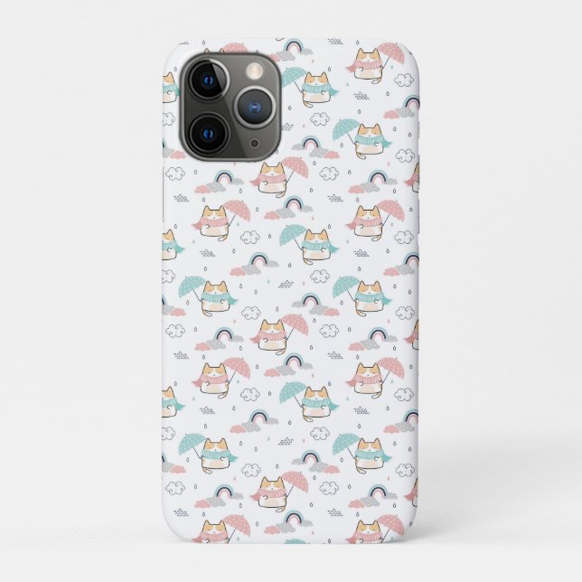 Kawaii Cats Rainy Day Pattern  Case-Mate iPhone Case (Back)