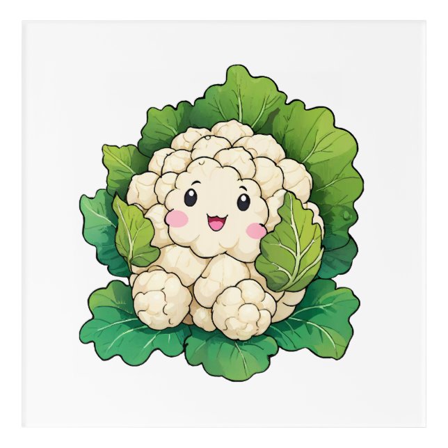 Kawaii Cauliflower Acrylic Print (Front)